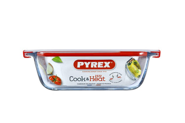 Pyrex cook heat rechthoekige schaal met deksel 2,5l 28x20x8cm