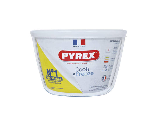 Pyrex schaal met deksel 1,6l ø16x11cm
