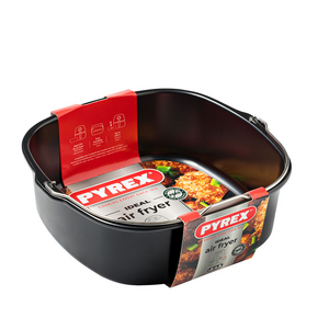 Pyrex metalen mand bak met handvat voor air fryer 22x21 cm vierkant