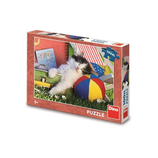Dinotoys dino puzzel - een slapende kitten - 100 xl stukjes