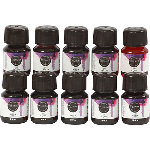 Pigment vloeibare aquarelverf, diverse kleuren, 10x30 ml 1 doos