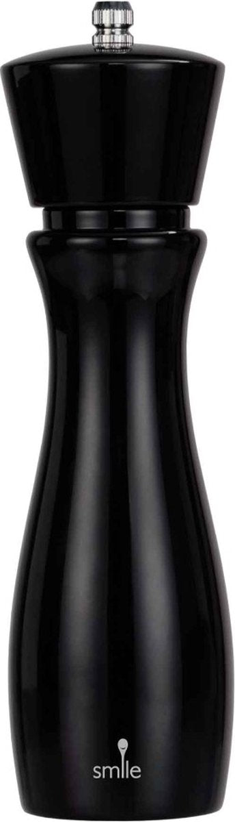 Smile - klassieke kruidenmolen - pepermolen - hoogwaardig rubberhout - verstelbaar - krasbestendig - zwart