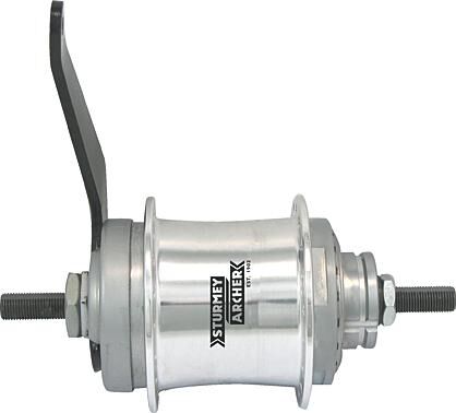 Sturmey archer versnellingsnaaf duomatic kick-shift two-speed hub silver st.a with back pedal 32 hole