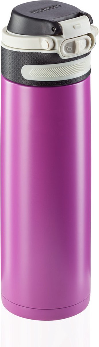 Leifheit thermosbeker flip - 600 ml - rvs - paars