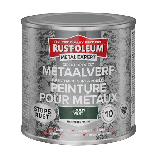 Rust-oleum 1071362 - hamerslag - groen - 250ml direct op roest - metaalverf | 1 stuks