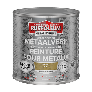 Rust-oleum 1071374 - hamerslag - goud - 250ml direct op roest - metaalverf | 1 stuks