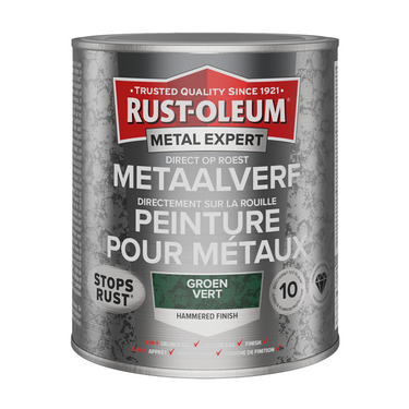 Rust-oleum 1071364 - hamerslag - groen - 750ml direct op roest - metaalverf | 1 stuks