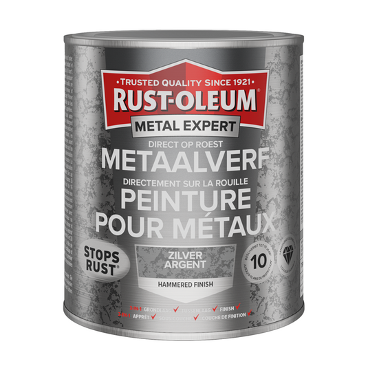 Rust-oleum 1071373 - hamerslag - zilver - 750ml direct op roest - metaalverf | 1 stuks