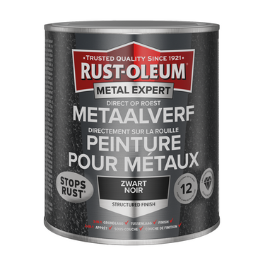 Rust-oleum 1071376 - structuur - zwart 750ml direct op roest - metaalverf | 1 stuks