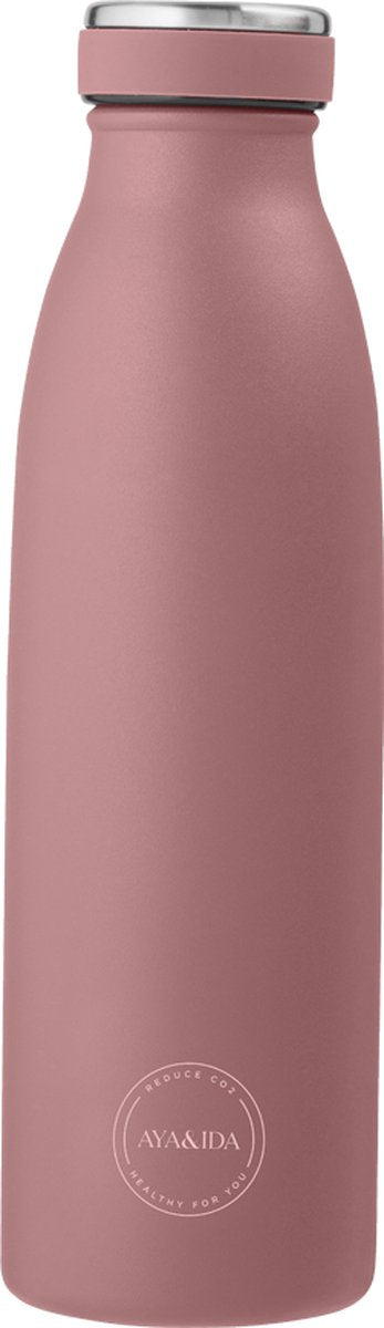 Aya ida - drinking bottle - thermosfles - waterfles - 500ml - ash rose