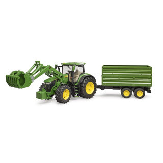 Bruder john deere 7r 350 met frontlader en transportaanhanger modelvoertuig (03155)