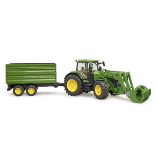 Bruder john deere 7r 350 met frontlader en transportaanhanger modelvoertuig (03155)