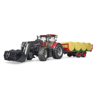 Bruder tractor case met balenaanhanger