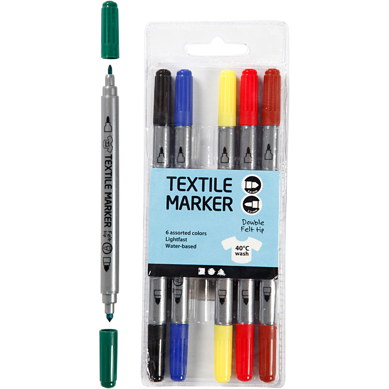 Load image into Gallery viewer, Https: www.cchobby.nl textielstiften-lijndikte-2-3-3-6-mm-standaardkleuren-6-stuk-1-doos
