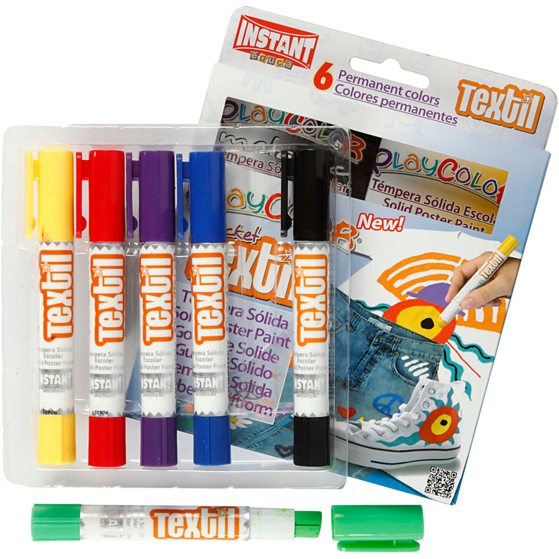 Load image into Gallery viewer, Https: www.cchobby.nl playcolor-textielverf-l-14-cm-diverse-kleuren-5-gr-6-stuk-1-doos
