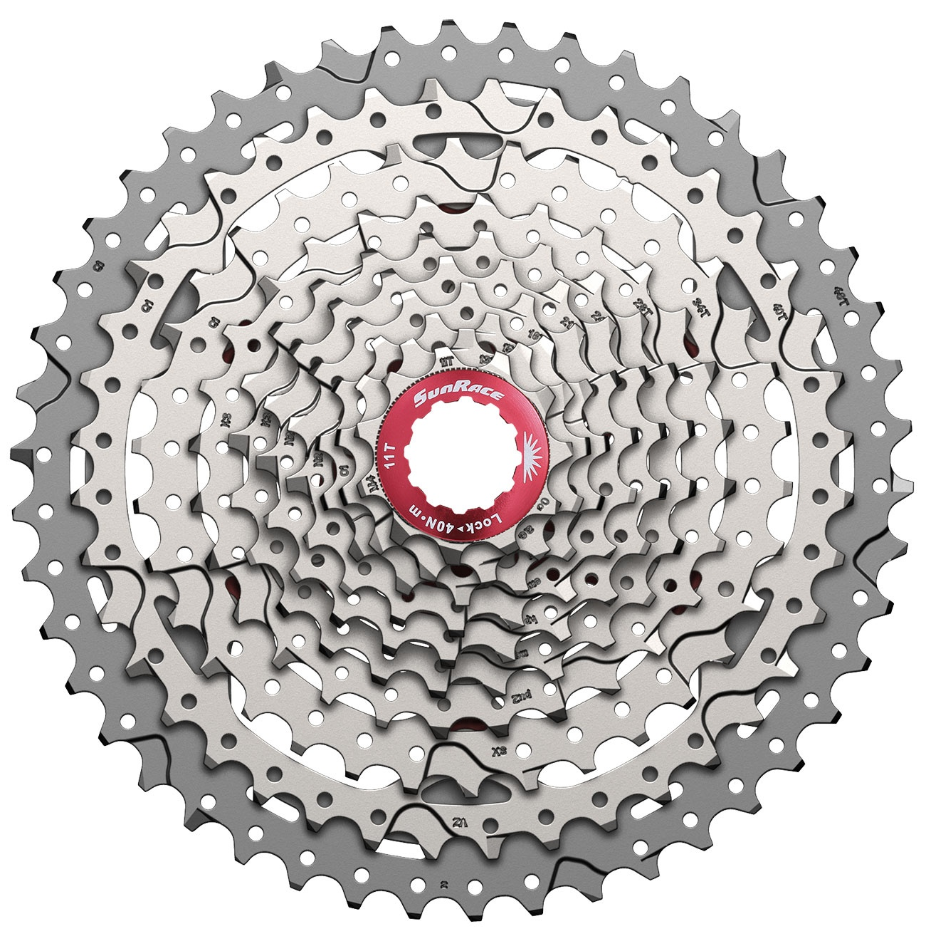 SunRace csmx3 10 speed cassette 11-42t. zilver metallic