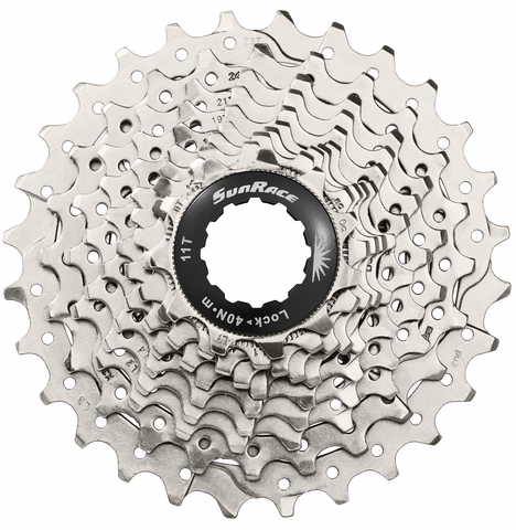 Sunrace cassette 10 speed 11-28t. csrs0 silver alu spider