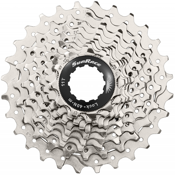 Sunrace cassette 10 speed 11-28t. csrs0 silver alu spider