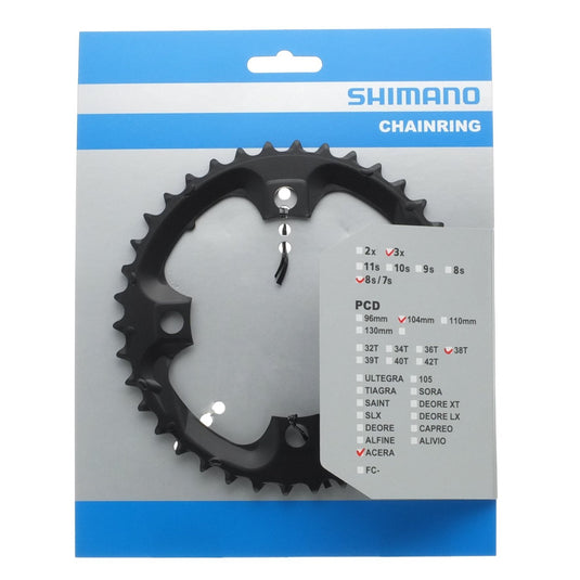 Shimano fc-m361 kettingblad 38t 104mm 7-8 speed zwart