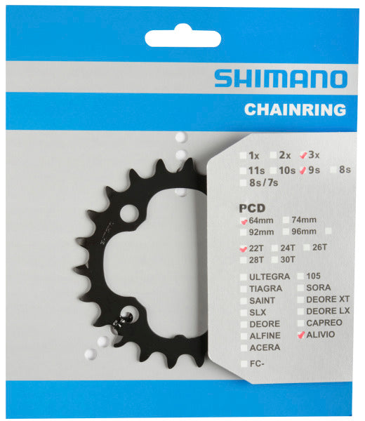 Shimano chainring 22t deore fc-m590 black