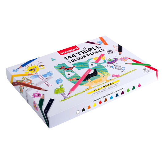 Bruynzeel triple kleurpotlodenset, 12x12 kleuren