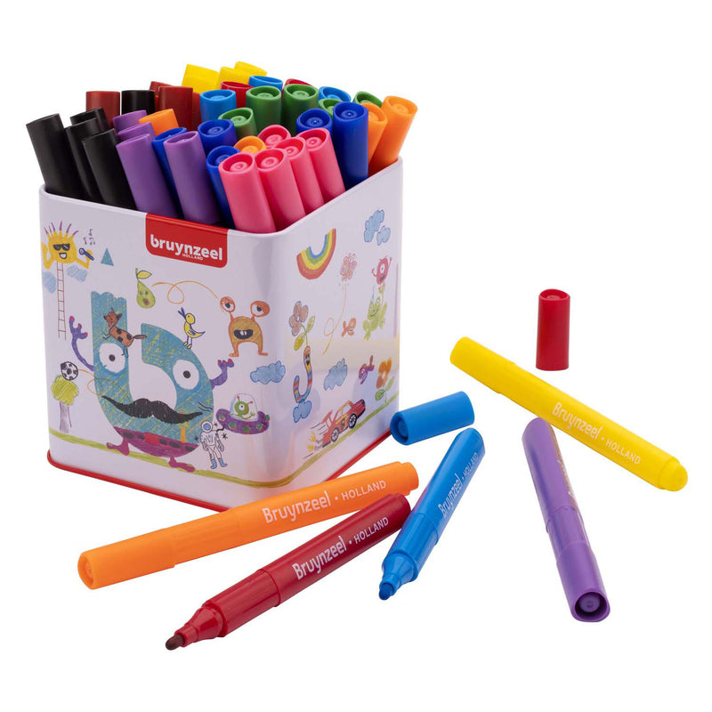 Load image into Gallery viewer, Bruynzeel triple viltstiften blik met 50 kleuren

