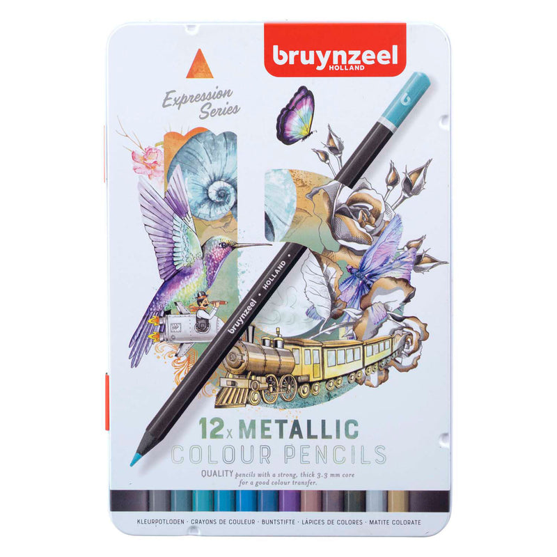 Load image into Gallery viewer, Bruynzeel expression kleurpotloden metallic tinten blik 12
