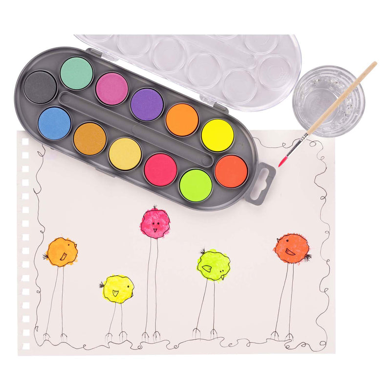 Load image into Gallery viewer, Bruynzeel kids waterverf set van 12 metallic neon kleuren
