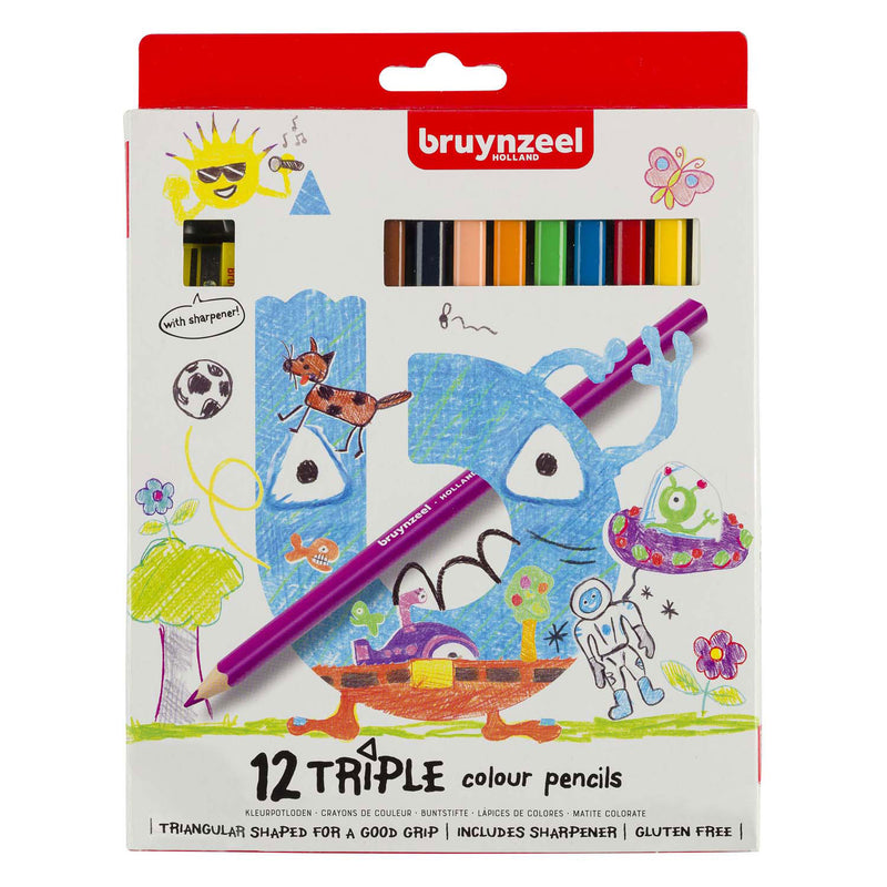 Load image into Gallery viewer, Bruynzeel kids triple kleurpotloden set 12
