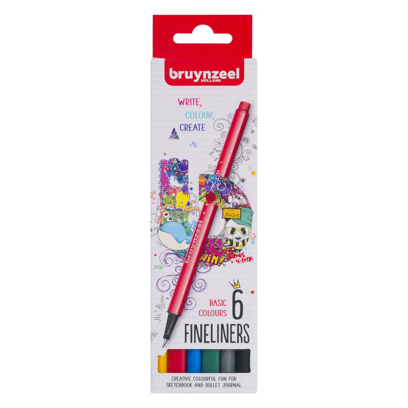 Load image into Gallery viewer, Bruynzeel fineliner set basis 6 kleuren
