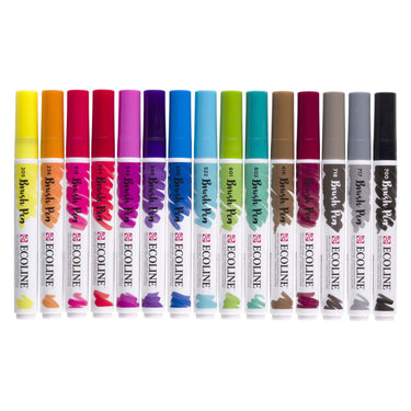 Bruynzeel ecoline brush pen set, 15 kleuren