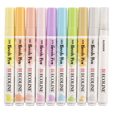 Bruynzeel ecoline brush pen set pastel, 10 kleuren