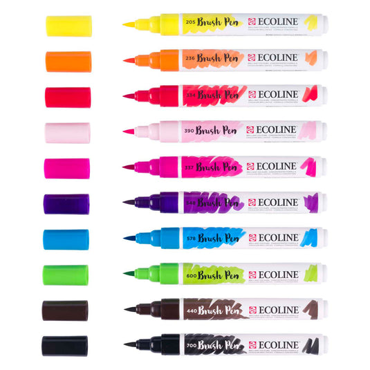 Ecoline brush pen set helder | 10 colours