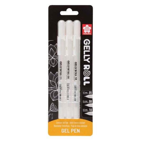 Sakura • gelly roll gelpen blisterverpakking 05, 08 10 wit 3stuks