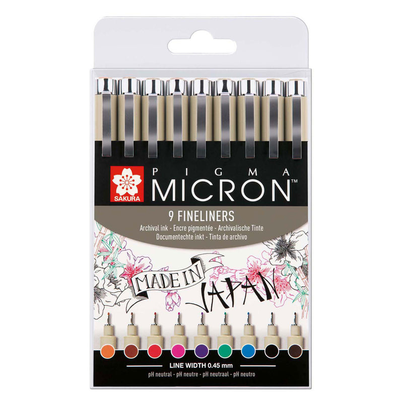 Load image into Gallery viewer, Sakura pigma micron 05 fineliners etui - 9 kleuren - 0.45mm
