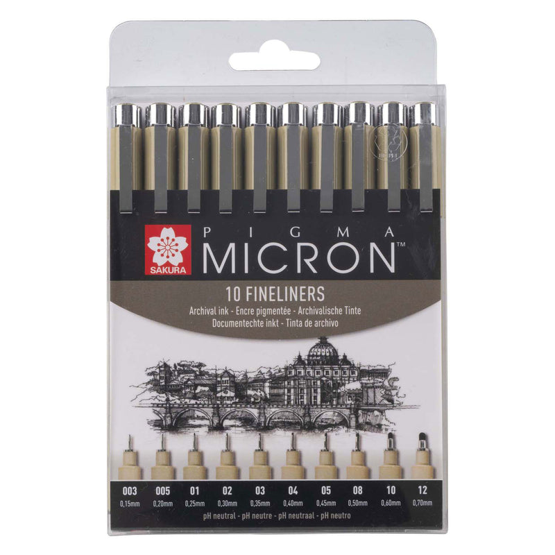 Load image into Gallery viewer, Sakura pigma micron etui fineliners - 10 fineliners - zwart
