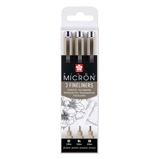 Sakura pigma micron fineliners etui - 3 fineliners - zwart
