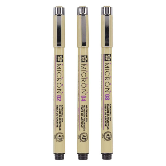 Sakura pigma micron etui 3 fineliners zwart 02-04-08