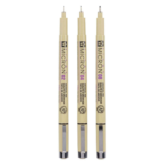 Sakura pigma micron etui 3 fineliners zwart 02-04-08