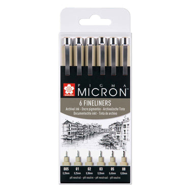 Sakura pigma micron fineliners etui - 6 fineliners - zwart
