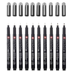 Sakura • pigma micron black edition set + gratis etui | 10 pennen, zwart