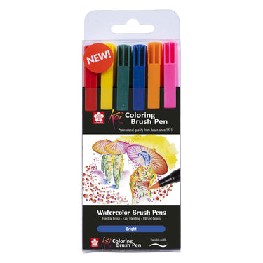 Sakura koi coloring brush pen set bright | 6 kleuren
