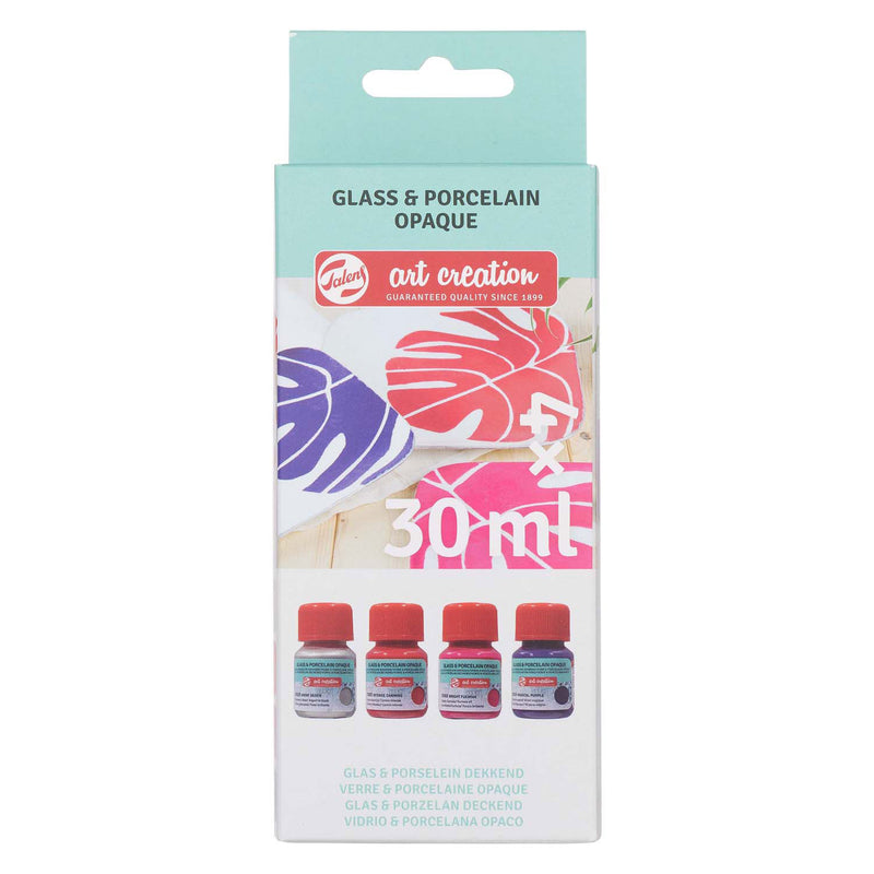 Load image into Gallery viewer, Talens art creat.glas porselein dekkend 4 x30ml roze zilver
