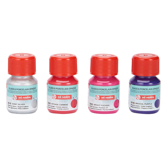 Talens art creat.glas porselein dekkend 4 x30ml roze zilver