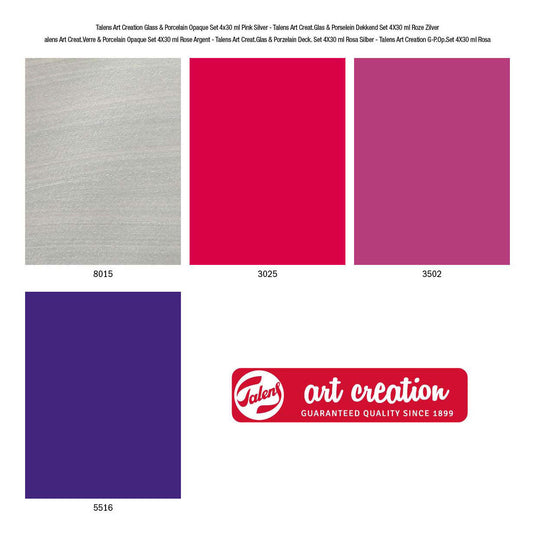 Talens art creat.glas porselein dekkend 4 x30ml roze zilver