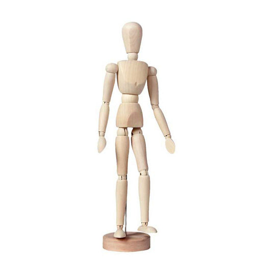 Talens ledenpop vrouw 30cm blank hout