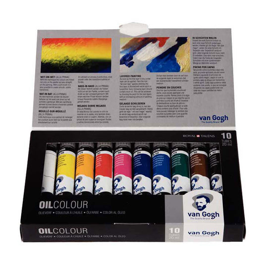 Bruynzeel van gogh olieverf basisset met 10 kleuren in tubes van 20ml