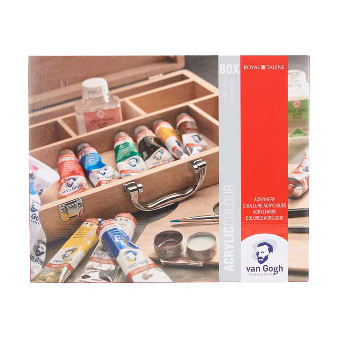 Load image into Gallery viewer, Van gogh acrylverf in kist basic met 10 kleuren in tubes van 40 ml + accessoires
