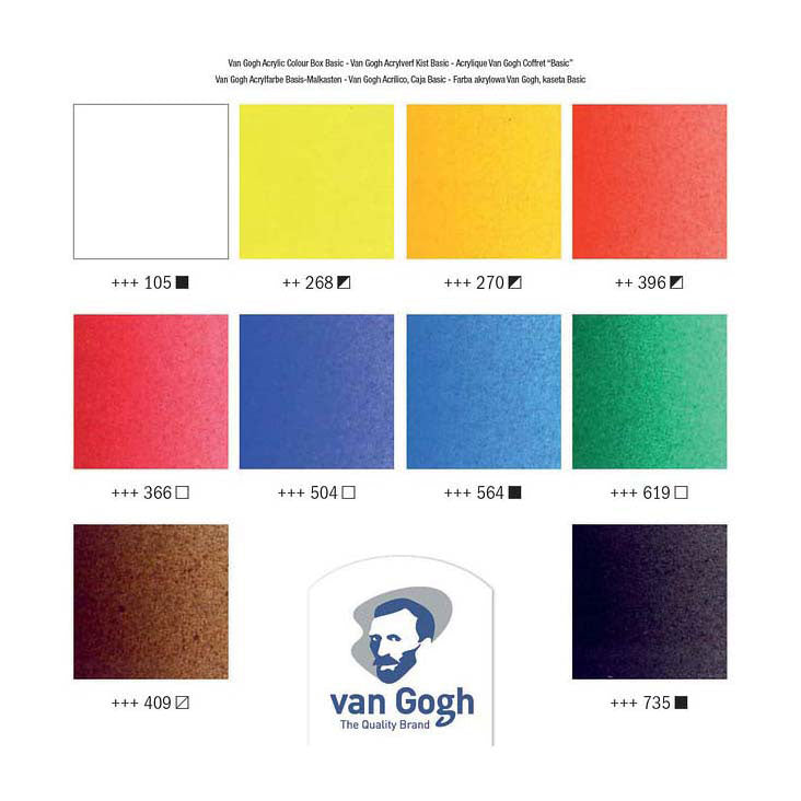 Load image into Gallery viewer, Van gogh acrylverf in kist basic met 10 kleuren in tubes van 40 ml + accessoires
