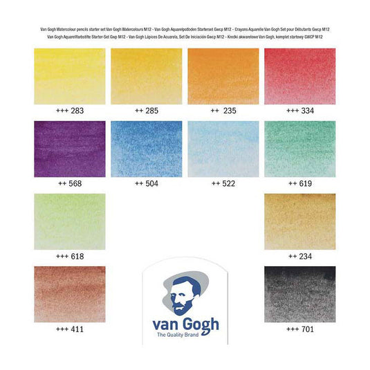 Bruynzeel van gogh starterset aquarelpotloden met 12 kleuren
